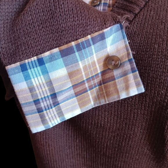 Women's Medium V-Neck Sweater Vintage 70's Brown Layered Look Cottage Granny - Picture 7 of 8